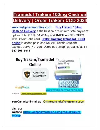 Tramadol Trakem 100mg Cash on Delivery | Order Trakem COD 2024