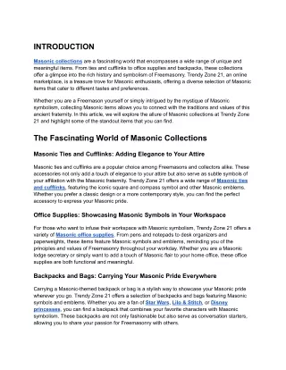 Collecting Masonic Moments: The Allure of Masonic Collections at Trendy Zone 21
