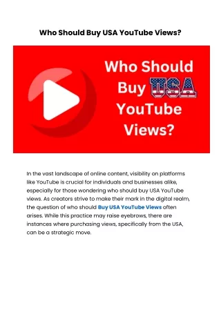 Who Should Buy USA YouTube Views