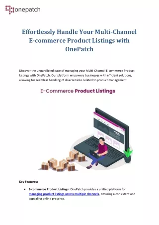 Effortlessly Handle Your Multi-Channel E-commerce Product Listings with OnePatch