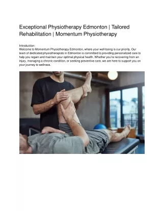 Exceptional Physiotherapy Edmonton _ Tailored Rehabilitation _ Momentum Physiotherapy