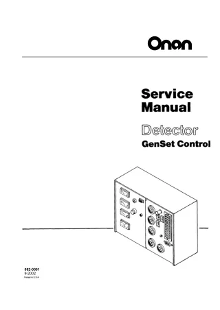 Cummins Onan Detector Genset Control Service Repair Manual