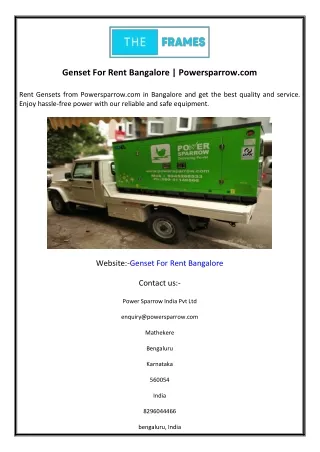 Genset For Rent Bangalore  Powersparrow.com