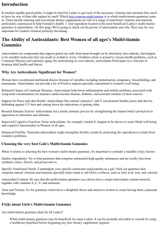 The Power of Antioxidants: Most effective Girls's Multivitamin Gummies