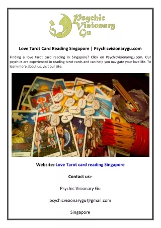 Love Tarot Card Reading Singapore  Psychicvisionarygu.com