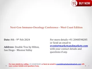 Next-Gen Immuno-Oncology Conference |Double Tree by Hilton, San Diego - Mission