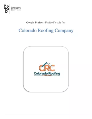 Colorado Roofing Company