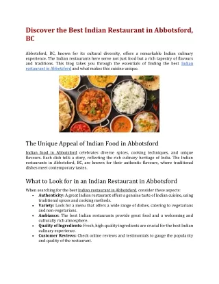 Discover the Best Indian Restaurant in Abbotsford BC