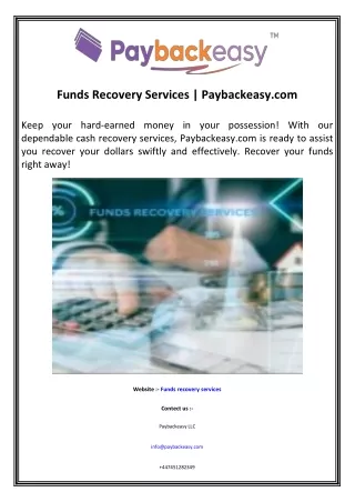 Funds Recovery Services  Paybackeasy.com 7