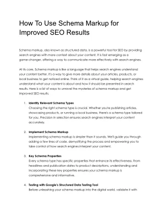 How To Use Schema Markup for Improved SEO Results