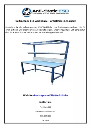 Freitragende Esd-werkbänke  Antistaticesd.co.uk de