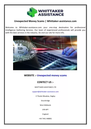 Unexpected Money Scams  Whittaker-assistance.com