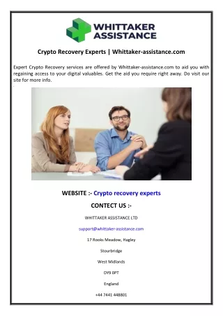 Crypto Recovery Experts  Whittaker-assistance.com