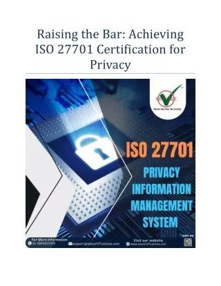 Raising the Bar: Achieving ISO 27701 Certification for Privacy