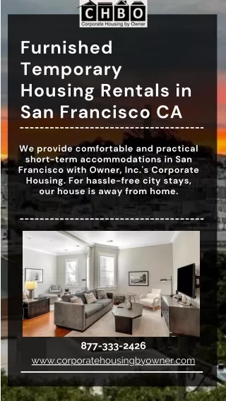 Furnished Temporary Housing Rentals in San Francisco CA