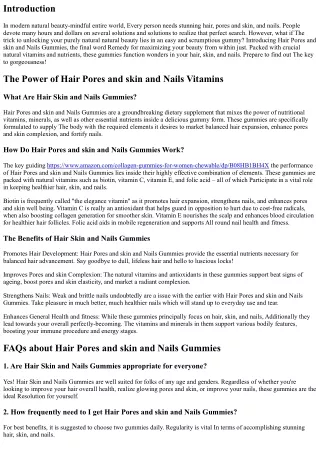 The trick to Gorgeous Hair, Pores and skin, and Nails: Hair Skin and Nails Gummi