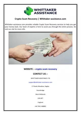 Crypto Scam Recovery  Whittaker-assistance.com