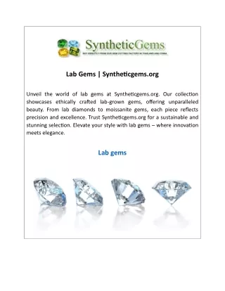 Lab Gems  Syntheticgems.org