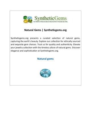 Natural Gems  Syntheticgems.org