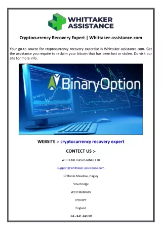 Cryptocurrency Recovery Expert  Whittaker-assistance.com