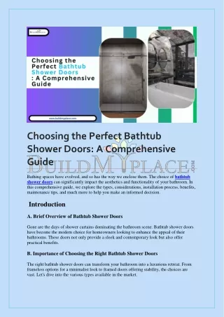 Choosing the Perfect Bathtub Shower Doors A Comprehensive Guide