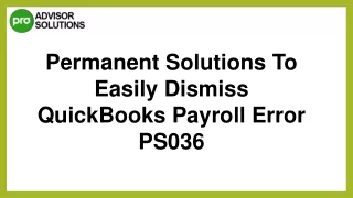 Easy Way To Fix QuickBooks Payroll Error PS036