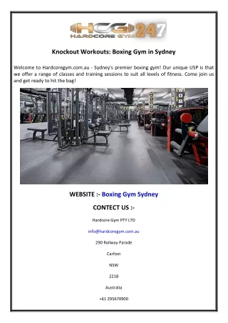 Knockout Workouts Boxing Gym in Sydney