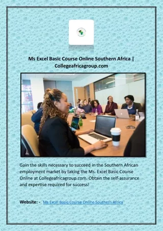 Ms Excel Basic Course Online Southern Africa | Collegeafricagroup.com