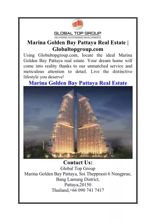 Marina Golden Bay Pattaya Real Estate  Globaltopgroup.com