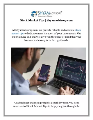 Stock Market Tips Shyamadvisory