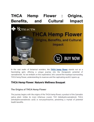 THCA Hemp Flower _ Origins, Benefits, and Cultural Impact