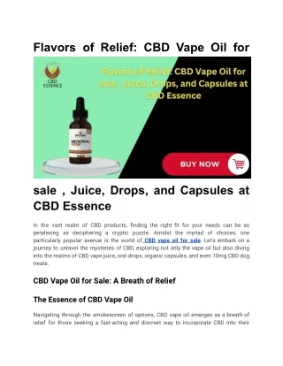 Flavors of Relief_ CBD Vape Oil for sale , Juice, Drops, and Capsules at CBD Essence