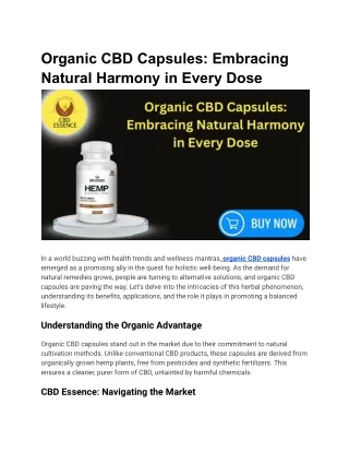 Organic CBD Capsules_ Embracing Natural Harmony in Every Dose