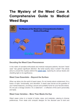 The Mystery of the Weed Case A Comprehensive Guide to Medical Weed Bags