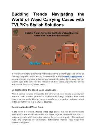 Budding Trends Navigating the World of Weed Carrying Cases with TVLPK's Stylish Solutions