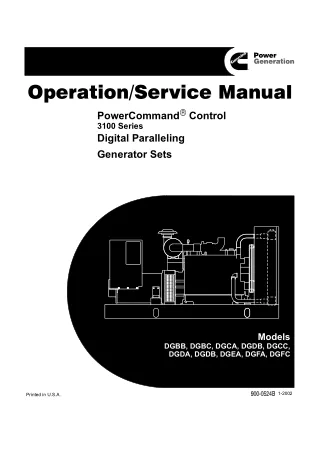 Cummins Onan DGCA Generator Service Repair Manual