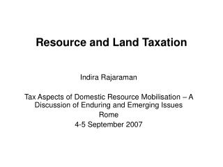 Resource and Land Taxation