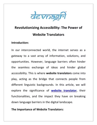 Revolutionizing Accessibility: The Power of Website Translators