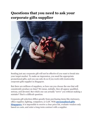 Questions that you need to ask your corporate gifts supplier