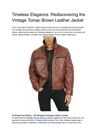 Vintage Tomac Brown Leather Jacket