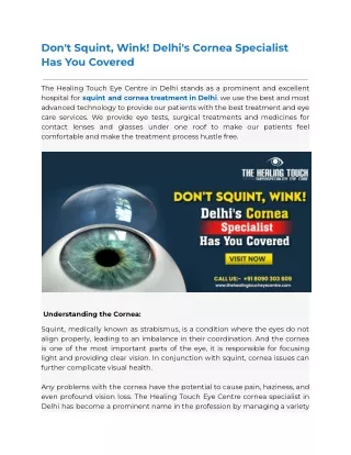 Cornea Specialist in Delhi