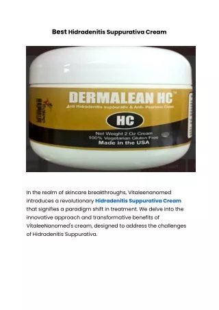 Best Hidradenitis Suppurativa Cream