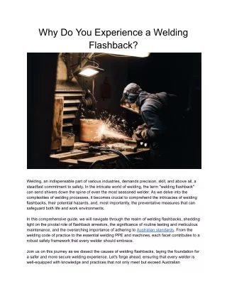 Why Do You Experience a Welding Flashback