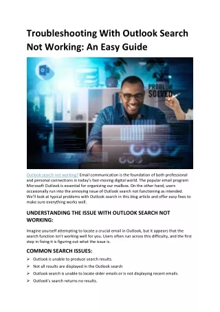 Troubleshooting With Outlook Search Not Working: An Easy Guide