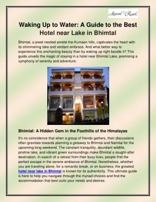 Hotel near lake in Bhimtal