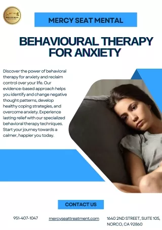 Understanding Behavioural Therapy for Anxiety and Depression