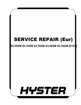 Hyster D187 (S3.00XM Europe) Forklift Service Repair Manual