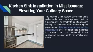 Kitchen Sink Installation in Mississauga