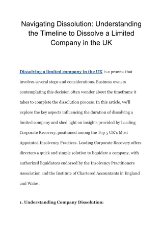 Navigating Dissolution_ Understanding the Timeline to Dissolve a Limited Company in the UK