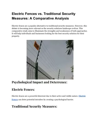 Electric Fences vs. Traditional Security